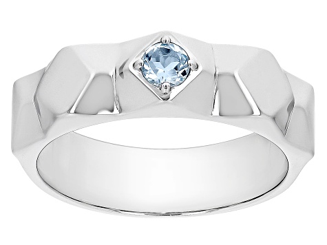 Sky Blue Topaz Rhodium Over Sterling Silver Geometric Band Ring 0.26ct