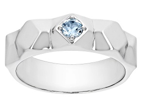 Sky Blue Topaz Rhodium Over Sterling Silver Geometric Band Ring 0.26ct