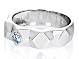 Sky Blue Topaz Rhodium Over Sterling Silver Geometric Band Ring 0.26ct