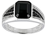 Black Spinel Rhodium Over Sterling Silver Men's Ring 3.16ctw