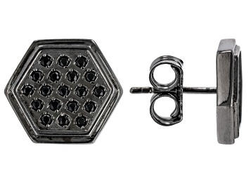 Picture of Black Spinel, Black Rhodium Over Sterling Silver Men's Stud Earrings 0.26ctw
