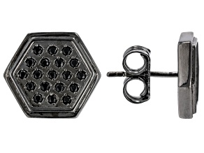 Black Spinel, Black Rhodium Over Sterling Silver Men's Stud Earrings 0.26ctw
