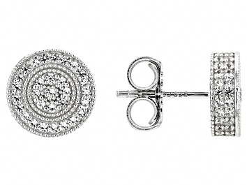 Picture of White Lab Created Sapphire Rhodium Over Sterling Silver Stud Earrings 0.95ctw