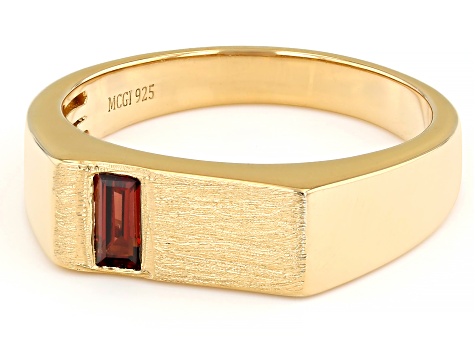 Red Garnet 18k Yellow Gold Over Sterling Silver Men's Signet Ring 0 ...