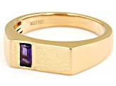 Purple Amethyst 18k Yellow Gold Over Sterling Silver Men's Signet Ring 0.17ct