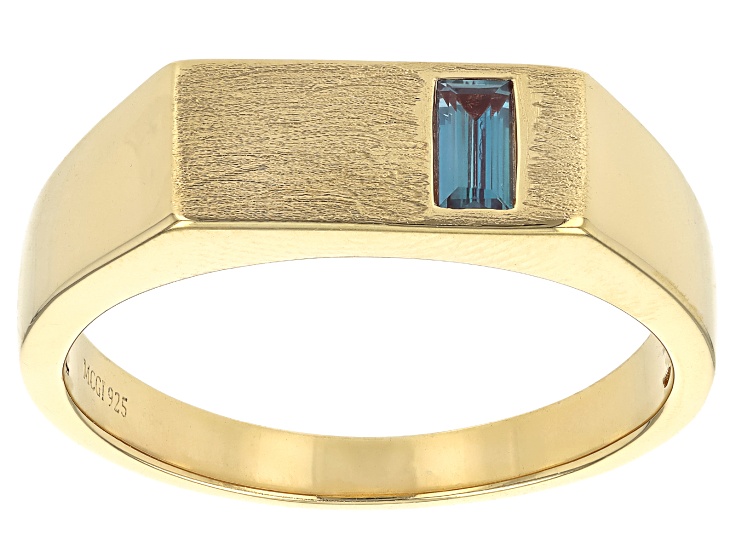 Blue Lab Created Alexandrite 18k Yellow Gold Over Sterling
