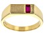 Red Lab Created Ruby 18k Yellow Gold Over Sterling Silver Men's Signet Ring 0.21ct