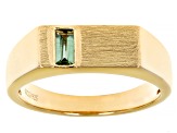 Green Tourmaline 18k Yellow Gold Over Sterling Silver Men's Signet Ring 0.21ct