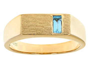 Picture of Swiss Blue Topaz 18k Yellow Gold Over Sterling Silver Men's Signet Ring 0.21ct