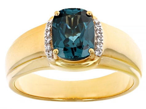 Teal Lab Created Spinel Rhodium Over Sterling Silver Men's Ring 2.68ctw