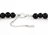 Multi-Gemstone With Black Onyx Rhodium Over Sterling Silver Men's Necklace