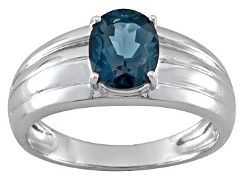 Picture of London Blue Topaz Rhodium Over Sterling Silver Men's Ring 2.15ctw