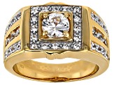 White Zircon 18k Yellow Gold Over Sterling Silver Men's Ring 2.16ctw