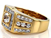 White Zircon 18k Yellow Gold Over Sterling Silver Men's Ring 2.16ctw