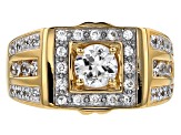 White Zircon 18k Yellow Gold Over Sterling Silver Men's Ring 2.16ctw