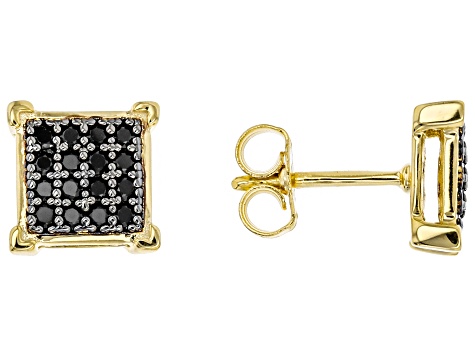 Black Spinel 18k Yellow Gold Over Sterling Silver Earrings .40ctw