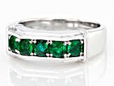 Green Lab Created Emerald Rhodium Over Sterling Silver Men's Ring 1.06ctw