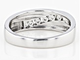 White Lab Created Sapphire Rhodium Over Sterling Silver Men's Band Ring .32ctw