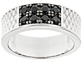 Black Spinel Rhodium Over Sterling Silver Men's Band Ring .82ctw