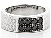 Black Spinel Rhodium Over Sterling Silver Men's Band Ring .82ctw