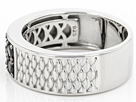 Black Spinel Rhodium Over Sterling Silver Men's Band Ring .82ctw