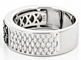 Black Spinel Rhodium Over Sterling Silver Men's Band Ring .82ctw
