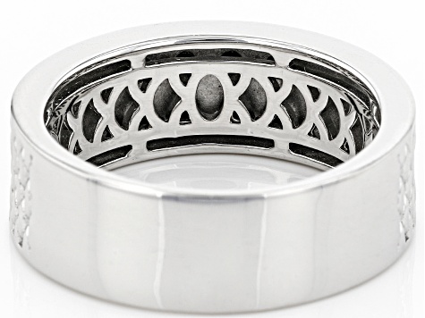 Black Spinel Rhodium Over Sterling Silver Men's Band Ring .82ctw