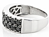 Black Spinel Rhodium Over Sterling Silver Men's Band Ring 1.63ctw