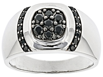Picture of Black Spinel Rhodium Over Sterling Silver Men's Ring .48ctw