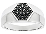 Black Spinel Rhodium Over Sterling Silver Men's Ring .48ctw