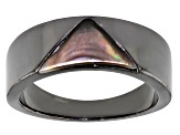 Black Mother-Of-Pearl, Black Rhodium Over Sterling Silver Men's Band Ring