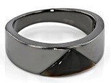 Black Mother-Of-Pearl, Black Rhodium Over Sterling Silver Men's Band Ring