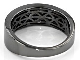 Black Mother-Of-Pearl, Black Rhodium Over Sterling Silver Men's Band Ring