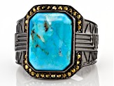 Blue Turquoise Black Rhodium Over Brass Men's Ring