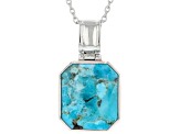 Blue Composite Turquoise Rhodium Over Sterling Silver Pendant With Chain 16x14mm