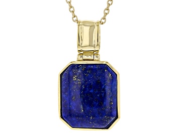 Picture of Blue Lapis Lazuli 18K Yellow Gold Over Sterling Silver Pendant With Chain 16x14mm