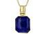 Blue Lapis Lazuli 18K Yellow Gold Over Sterling Silver Pendant With Chain 16x14mm