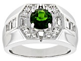 Green Chrome Diopside Platinum Over Silver Men's Ring 2.13ctw