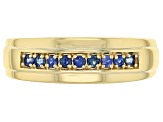 Blue Sapphire 18k Yellow Gold Over Sterling Silver Men's Band Ring 0.28ctw