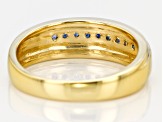 Blue Sapphire 18k Yellow Gold Over Sterling Silver Men's Band Ring 0.28ctw