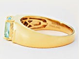 Sky Blue Topaz And White Zircon 18k Yellow Gold Over Silver Mens Ring 1.43ctw