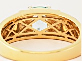 Sky Blue Topaz And White Zircon 18k Yellow Gold Over Silver Mens Ring 1.43ctw