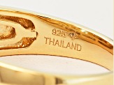 Sky Blue Topaz And White Zircon 18k Yellow Gold Over Silver Mens Ring 1.43ctw