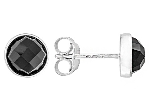 Black Onyx Rhodium Over Sterling Silver Stud Earrings 1.52ctw