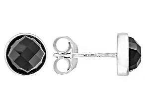 Black Onyx Rhodium Over Sterling Silver Stud Earrings 1.52ctw