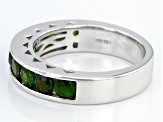 Green Chrome Diopside Rhodium Over Sterling Silver Gents Wedding Band Ring 2.30ctw