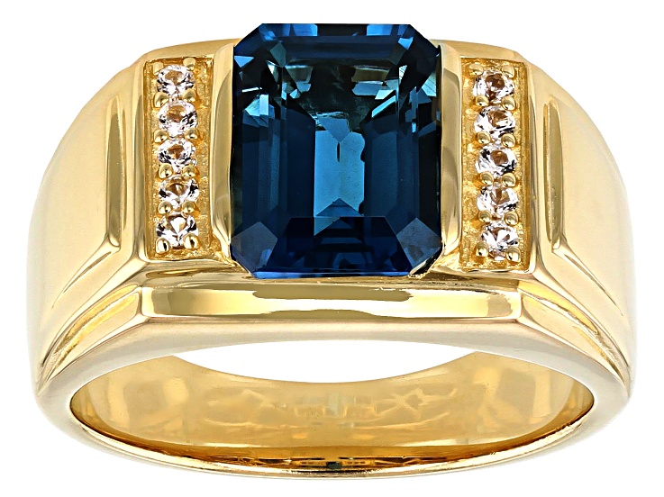 London Blue Topaz 18k Yellow Gold Over Sterling Silver Men's