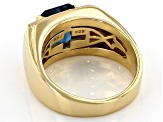 London Blue Topaz 18k Yellow Gold Over Sterling Silver Men's Ring 3.73ctw