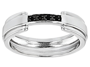 Picture of Black Spinel Rhodium Over Sterling Silver Men Band Ring .17ctw.