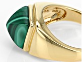 Green Malachite 18k Yellow Gold Over Silver Men's Ring